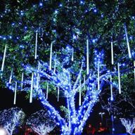 🌟 twinkle star meteor shower rain lights: 8 tubes, 288 led icicle raindrop lights for outdoor christmas decor - white логотип