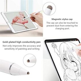 img 2 attached to OOCLCURFUL Stylus Pen: Rechargeable Active Digital Smart 🌈 Pencil with 1.5mm Fine Tips for iPad and Tablets (White)