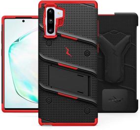 img 3 attached to Zizo Bolt Cover: Black/Red Case for Samsung Galaxy Note 10 with Kickstand and Holster