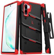 zizo bolt cover: black/red case for samsung galaxy note 10 with kickstand and holster logo