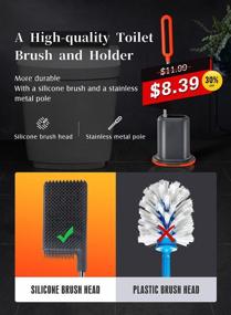 img 3 attached to 🚽 AISBUGUR Grey Silicone Toilet Brush & Holder Set for Bathroom – Toilet Bowl Brush and Holder