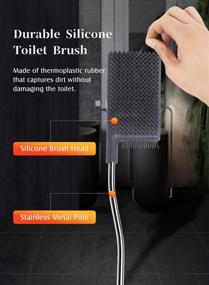 img 2 attached to 🚽 AISBUGUR Grey Silicone Toilet Brush & Holder Set for Bathroom – Toilet Bowl Brush and Holder