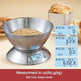 img 3 attached to 📏 High Accuracy Multifunction Digital Kitchen Scale with Removable Bowl - CAMRY, 2.15l Liquid Volume, Room Temperature, Alarm Timer, Backlight LCD Display, Stainless Steel, 11lb/5kg