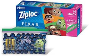img 4 attached to 🌽 66 Count Pixar Designs Ziploc Snack and Sandwich Bags with Grip 'n Seal Technology for Easier Open, Close, and On-the-Go Freshness