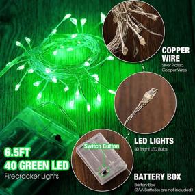 img 3 attached to 🔋 Green Battery Operated Firecracker Lights, 6.5ft 40 LED String Lights for Mother's Day, Valentine's Day, Wedding, Indoor Outdoor Bedroom Garden Party Decoration