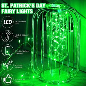 img 2 attached to 🔋 Green Battery Operated Firecracker Lights, 6.5ft 40 LED String Lights for Mother's Day, Valentine's Day, Wedding, Indoor Outdoor Bedroom Garden Party Decoration