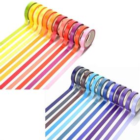 img 4 attached to 🌈 40 Rolls of 7.5mm Wide Colourful Rainbow Washi Masking Tape Set - Perfect for DIY Crafts, Bullet Journals, Planners, Scrapbooking, Wrapping - 40 Rolls/0.3in x 13.1ft