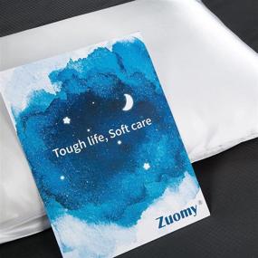 img 3 attached to 🛏️ Zuomy Satin Pillowcase 2 Pack - Smooth & Frizz-Free Hair, Soft & Luxurious Sleep - Standard Size Envelope Closure (White, 20 x 26 inch)