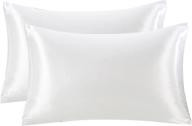 🛏️ zuomy satin pillowcase 2 pack - smooth & frizz-free hair, soft & luxurious sleep - standard size envelope closure (white, 20 x 26 inch) логотип