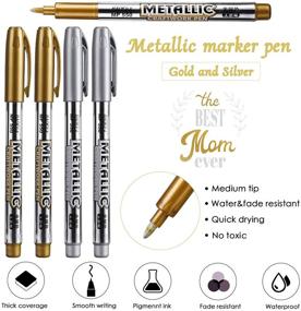 img 2 attached to ✨ HUNINO Metallic Marker Pens: A Set of 12 Gold and Silver Permanent Markers for Artists, Crafts, Scrapbooking, and More!