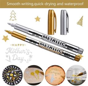 img 1 attached to ✨ HUNINO Metallic Marker Pens: A Set of 12 Gold and Silver Permanent Markers for Artists, Crafts, Scrapbooking, and More!