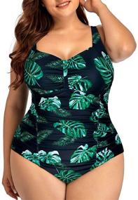 img 3 attached to Daci Women Vintage Plus Size Ruched Swimsuits: Stylish Tummy Control Bathing Suits for Flattering Retro Swimwear