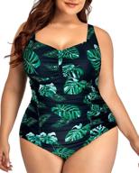 daci women vintage plus size ruched swimsuits: stylish tummy control bathing suits for flattering retro swimwear logo