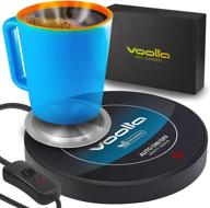 ☕ voolta smart coffee cup warmer: auto-gravity activated heating for all style cups - tempered glass, aluminum heater disk - perfect desk essential with auto shut off logo