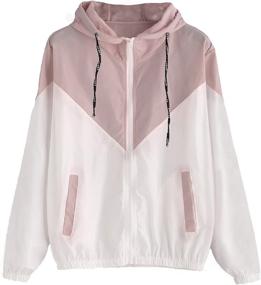 img 4 attached to 🧥 Milumia Women's Color-Block Drawstring Hooded Windbreaker Jacket with Zipper Closure and Convenient Pockets - Windproof Sportswear