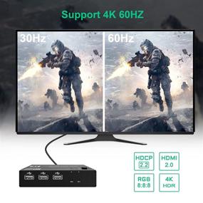 img 1 attached to 2 Port 4K 60Hz HDMI KVM Switcher - Share 2 Computers on 1 Monitor with Keyboard and Mouse - Supports 4K (3840x2160) HDCP 2.2 EDID UHD - Wireless Keyboard and Mouse, Printer, U-Disk Compatible