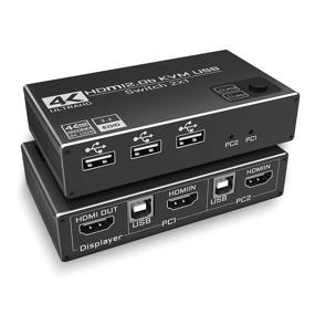 img 4 attached to 2-х портовый HDMI KVM переключатель 4K 60 Гц - Подключите 2 компьютера к 1 монитору с клавиатурой и мышью - Поддерживает 4K (3840x2160) HDCP 2.2 EDID UHD - Совместим с беспроводной клавиатурой и мышью, принтером, USB-накопителем