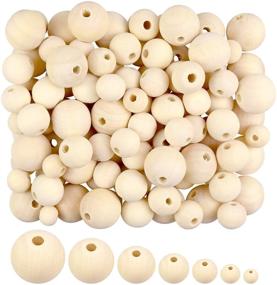 img 4 attached to Versatile 1000 Pieces Wooden Beads for DIY Crafts and Jewelry Making - 7 Sizes (6mm-20mm) Unfinished Natural Round Wood Beads