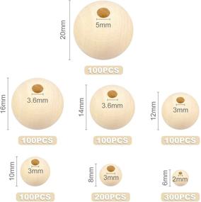 img 3 attached to Versatile 1000 Pieces Wooden Beads for DIY Crafts and Jewelry Making - 7 Sizes (6mm-20mm) Unfinished Natural Round Wood Beads
