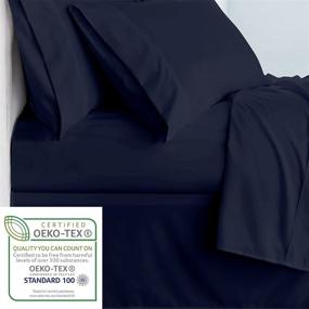 img 4 attached to Cathay Home 108072-FT Full Size Fitted Sheet in Navy Blue - Enhance SEO