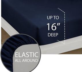 img 3 attached to Cathay Home 108072-FT Full Size Fitted Sheet in Navy Blue - Enhance SEO