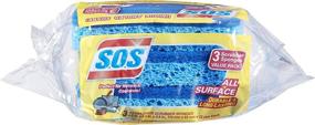 img 1 attached to S.O.S Heavy Duty Scrubber Sponge: Pack 🧽 of 8, 3 Count - Ultimate Cleaning Power!