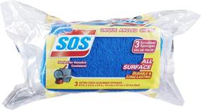 img 3 attached to S.O.S Heavy Duty Scrubber Sponge: Pack 🧽 of 8, 3 Count - Ultimate Cleaning Power!