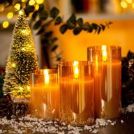 🕯️ remote control battery operated golden glass flameless candles for christmas wedding party home decoration, real wax, set of 3 логотип