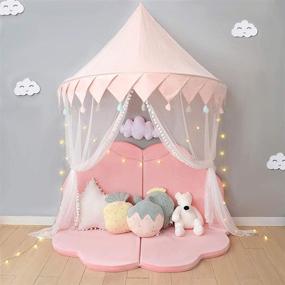 img 1 attached to 🏰 Ymachray Bed Canopy for Girls Bed, Kids Castle Play Tent with Mosquito Net Bedding Decor - Princess Nursery