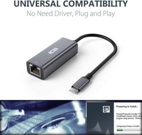 img 2 attached to 🔌 Адаптер ICZI USB-C к Ethernet, Алюминиевый Thunderbolt 3 к Гигабитной сети RJ45 для Apple MacBook Pro, iPad Pro 2019, Galaxy S9 и других устройств - серый.