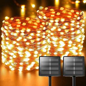 img 4 attached to 🌞 Outdoor Solar Fairy String Lights - 170ft 480 LED Twinkle String Lights, 2-Pack 85FT Waterproof Rope Lights for Porch Garden Decor, Decorative Christmas Copper Wire Lights for Backyard Patio