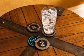 img 1 attached to 🎮 The Legend of Zelda Metal Coasters Tinplate: Set of 4 Retro Gaming Gift for Dining Table, Premium Quality Cup, Glass, Drinks Coasters