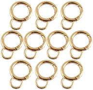 🔗 pack of 10 round spring snap hooks with fixed eyehole, 20mm inside diameter, zinc alloy gate o ring carabiner clips keychain diy accessory in light gold logo