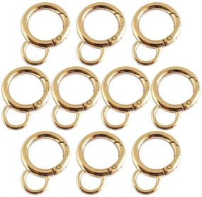 img 4 attached to 🔗 Pack of 10 Round Spring Snap Hooks with Fixed Eyehole, 20mm Inside Diameter, Zinc Alloy Gate O Ring Carabiner Clips Keychain DIY Accessory in Light Gold