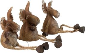 img 2 attached to 🦌 Resin Stone Moose Shelf Sitter Figurines Set of 3 - Transpac Imports Brown 6 x 3 - Christmas Holiday