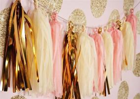 img 3 attached to 🎀 Exquisite Bridal Shower Decorations: Enchanting Pink, Gold, and Cream Glitter Gold Paper Tassel Garland and Polka Dot Tissue Poms for Girl Prince Birthday Party Decor and Pink Gold First Birthday Party Decor!