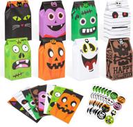 🎃 decorlife 40 pcs halloween treat bags: spooktacular paper bags for party favors, trick or treat, gifts, candies, snacks & more! includes 40 stickers логотип