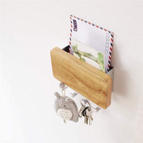 img 3 attached to 🔑 KAIYING Key Holder and Mail Organizer Wall Mounted with 4 Hooks, Stylish Wood Aluminum Key Chain Rack Hanger for Entryway, Door, Kitchen, Hallway, Foyer