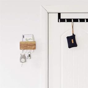 img 1 attached to 🔑 KAIYING Key Holder and Mail Organizer Wall Mounted with 4 Hooks, Stylish Wood Aluminum Key Chain Rack Hanger for Entryway, Door, Kitchen, Hallway, Foyer