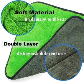 img 1 attached to Ultra-Thick Microfiber Cloths for Car Polishing and Drying - Lint Free, Dual-Layered, 850GSM Cleaning Towels 15" x 17.7" (Pack of 3)