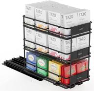 🌌 spaceaid teabag organizer rack for kitchen cabinet - heavy duty slide out drawer with 3-tiers, 70 labels, chalk marker included - dimensions: 5.6"w x 10.6"d x 10.4"h - color: black логотип