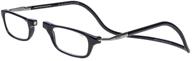 👓 clic magnetic reading glasses with long temples, computer readers, replaceable lens - original long (black, 2.50 magnification) logo