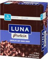 🍫 luna protein - chocolate chip cookie dough protein bars - gluten free & non-gmo - plant-based snacks with 8g of protein - convenient on the go snacking (12 count, 1.59 ounce bars) logo