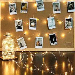 img 4 attached to 🌟 33Ft FLERADI LED Fairy Lights Battery Operated with Clips - Waterproof Starry String Lights USB Powered for Bedroom Decor, Wedding Party, Christmas, and Halloween - 100LED Photo Clips String Lights