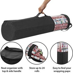 img 2 attached to 🎁 ProPik Wrapping Paper Storage Organizer Bag - Store Up To 25 Rolls (40 Inch) | Heavy Duty Polyester & PVC Clear Bag with Handles & Zippered Top | Ideal for Gift Wrap and Ribbons | Black