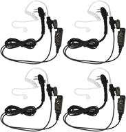maximalpower clear coil tube earbud headset ptt mic (4 pack) w/kevlar hytera 2-pin plug with screw logo