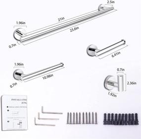 img 1 attached to 🛁 Premium Polished Chrome Bathroom Hardware Set 4 Pieces - Durable SUS304 Stainless Steel - Includes 23.6" Towel Bar, Toilet Paper Holder, Hand Towel Bar, and Robe Hook - Perfect Towel Bar Set for Your Bathroom