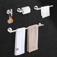 🛁 premium polished chrome bathroom hardware set 4 pieces - durable sus304 stainless steel - includes 23.6" towel bar, toilet paper holder, hand towel bar, and robe hook - perfect towel bar set for your bathroom logo