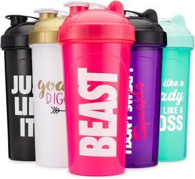 img 4 attached to Max Value Pack Blender for Protein Mixes - Hydra Cup [5 Pack] OG Shaker Bottles, 28-Ounce, Stand Out Women's Colors & Logos