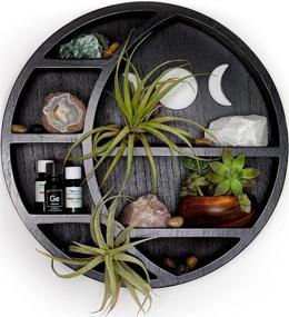 img 4 attached to 🌙 Onyx Haus Crescent Moon Shelf: Ideal Storage for Crystals, Essential Oils, Plants, and Art - Stylish Gothic Witchy Décor - Moon Phase Rustic Boho Shelfs - Black Wooden Floating Shelves